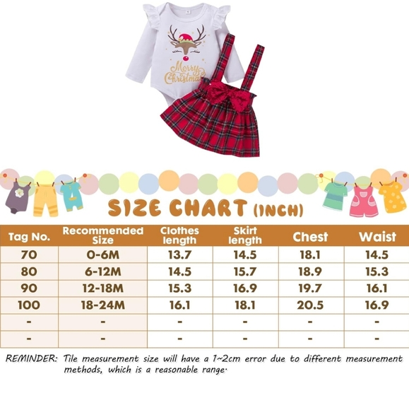 Merry Christmas set 0-6 months new never worn Buffalo Plaid Suspender skirt - Picture 4 of 4